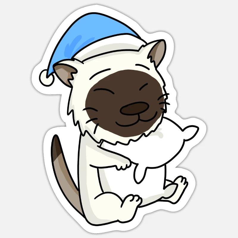 Chat race de chat Birmanie - Sticker taille S (10 x 10 cm) - blanc mat