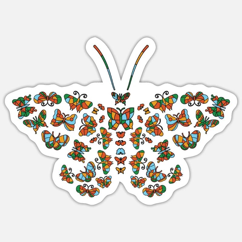 Papillon céleste de vitrail mystique - Sticker taille S (10 x 10 cm) - blanc mat