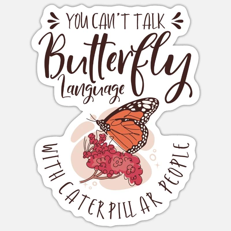 Art céleste Butterfly Talking - Sticker taille S (10 x 10 cm) - blanc mat