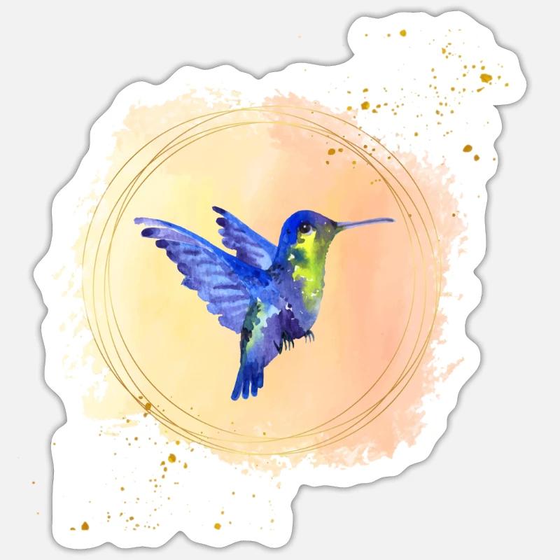 Art du colibri - Sticker taille S (10 x 10 cm) - blanc mat