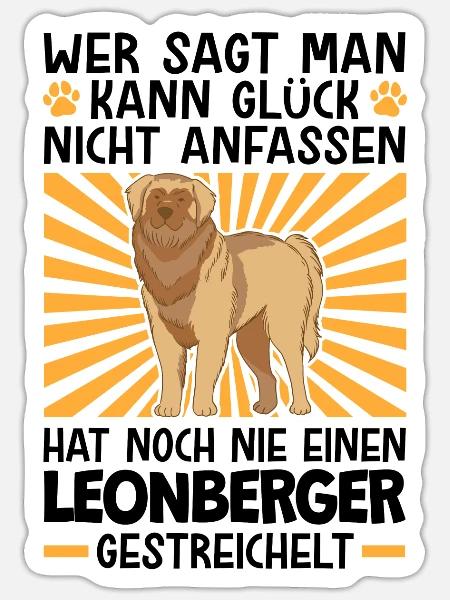 Leonberger streicheln deutscher Wachhund - Sticker Größe S (10 x 10 cm) - Mattweiß
