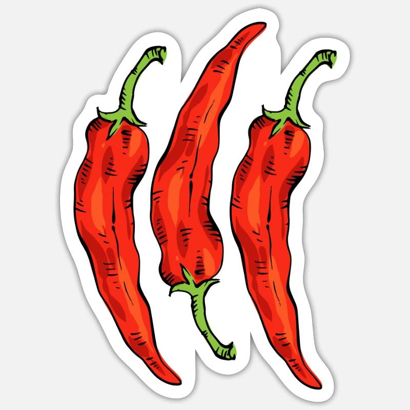 Three hot pepper chilli - red pepper - Sticker size S (10 x 10 cm) - white matte