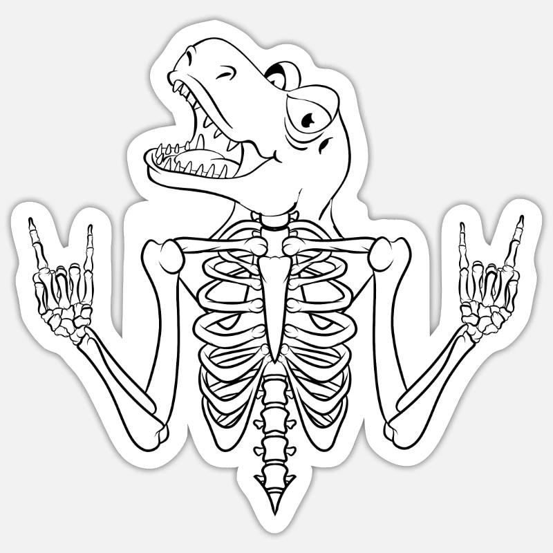 Halloween skeleton with dinosaur head - Sticker size S (10 x 10 cm) - white matte
