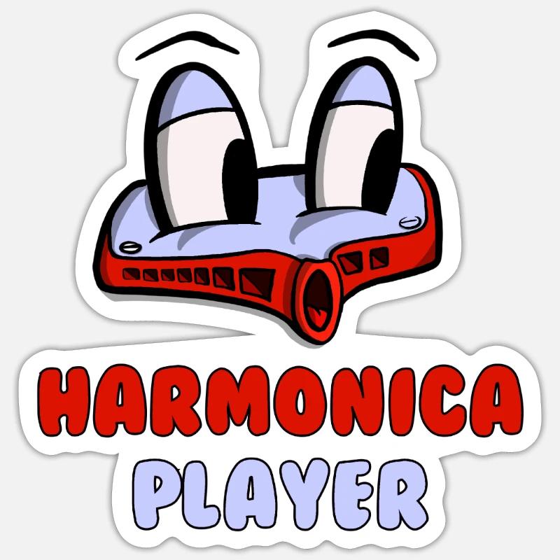 Harmonica player pour harmoniciste - Sticker taille S (10 x 10 cm) - blanc mat