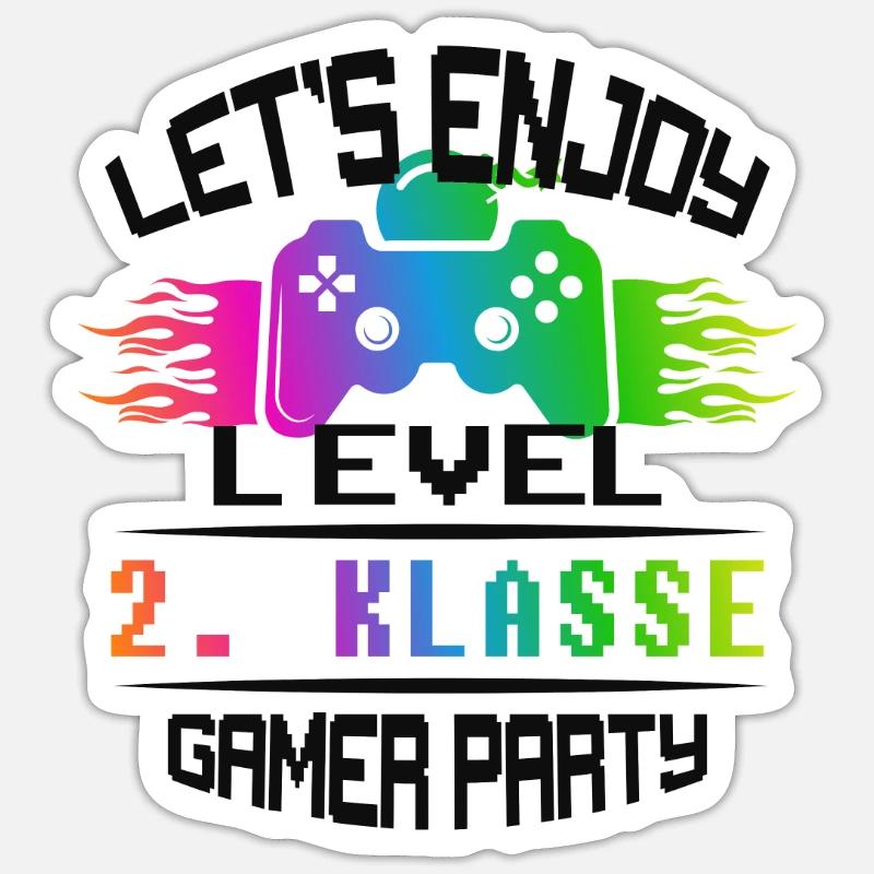 Level 2. KLASSE keep calm and game on - Sticker Größe S (10 x 10 cm) - Mattweiß