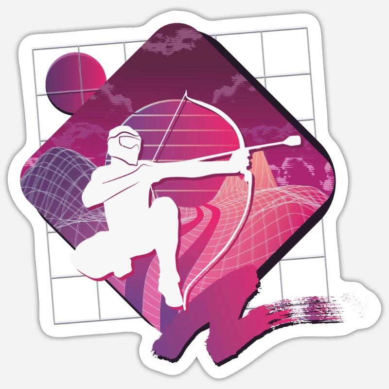 Balise fléchée Vaporwave - Sticker taille S (10 x 10 cm) - blanc mat
