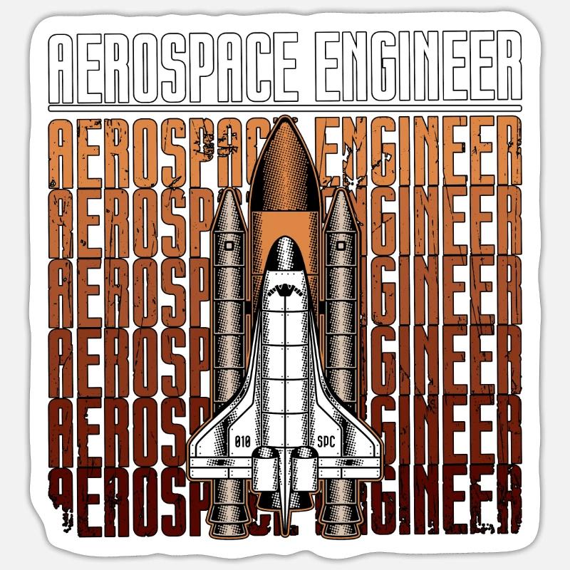 Aerospace Engineer Rocket Science Space Retro - Sticker Größe S (10 x 10 cm) - Mattweiß