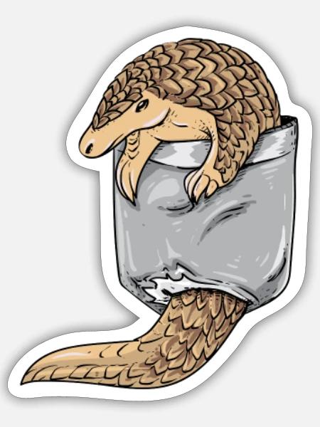 Schuppentier Pangolin Schuppen bedrohtes Tier - Sticker Größe S (10 x 10 cm) - Mattweiß