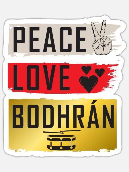 Bodhrán Musical Instrument Frame Drum - Sticker Größe S (10 x 10 cm) - Mattweiß