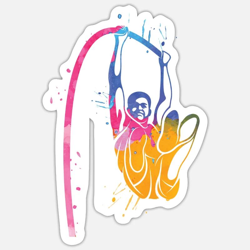 Saut à la perche éclaboussé coloré Saut à la perche - Sticker taille S (10 x 10 cm) - blanc mat