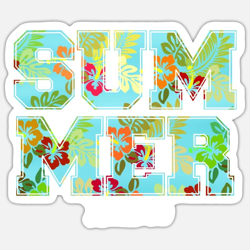 Summer Design mit Hibiskus - Sticker Größe S (10 x 10 cm) - Mattweiß