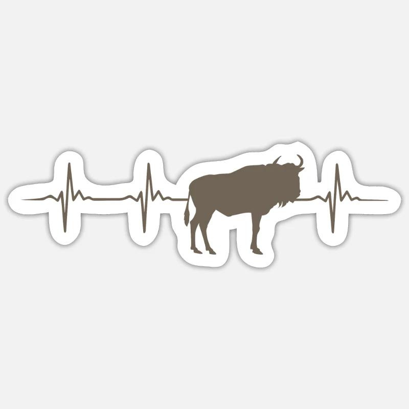 Gnu-herzschlag - Sticker Größe S (10 x 10 cm) - Mattweiß