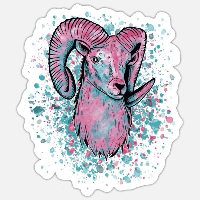 Widder Vaporwave - Sticker Größe S (10 x 10 cm) - Mattweiß