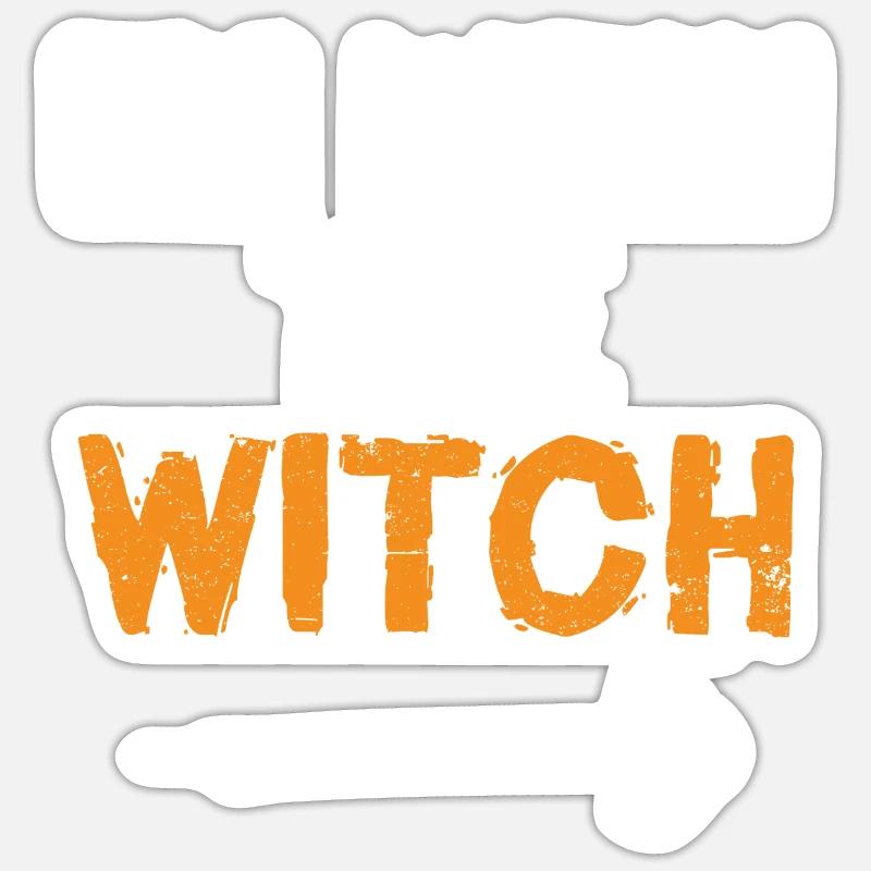 Ich bin mit der Hexe Funny Halloween Ehemann Ehefrau Sticker Größe S (10 x 10 cm)