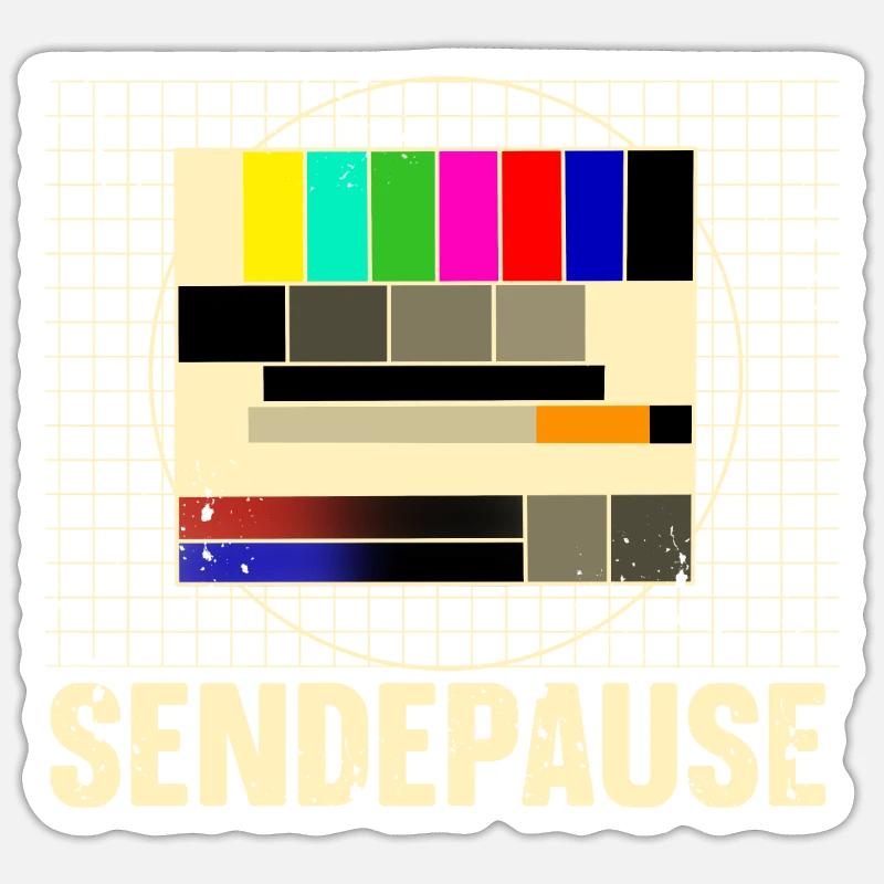 Testbild Sendepause - Sticker Größe S (10 x 10 cm) - Mattweiß