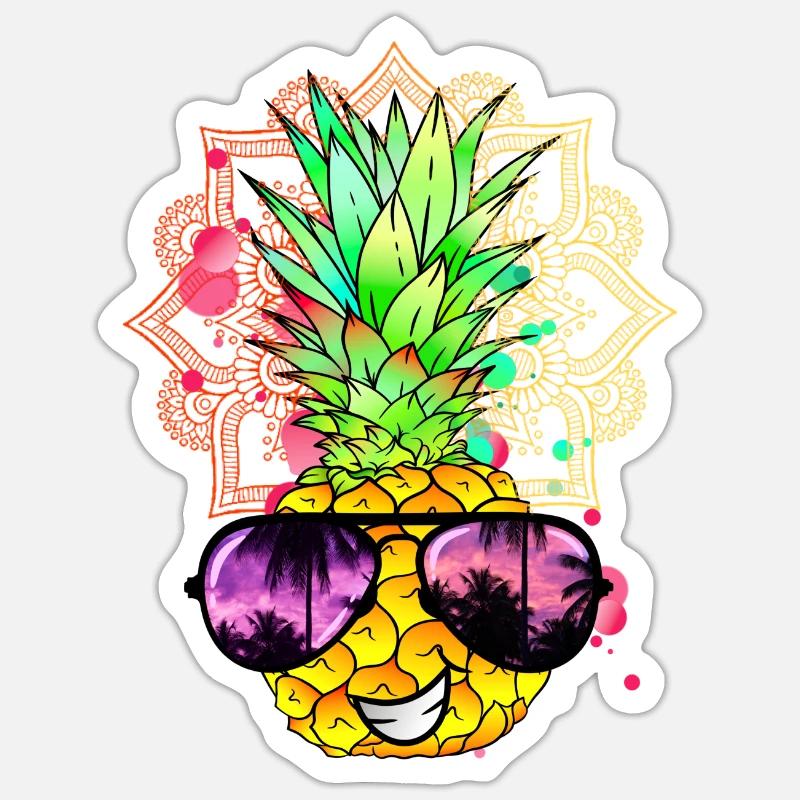 Ananas Mandala - Sticker Größe S (10 x 10 cm) - Mattweiß