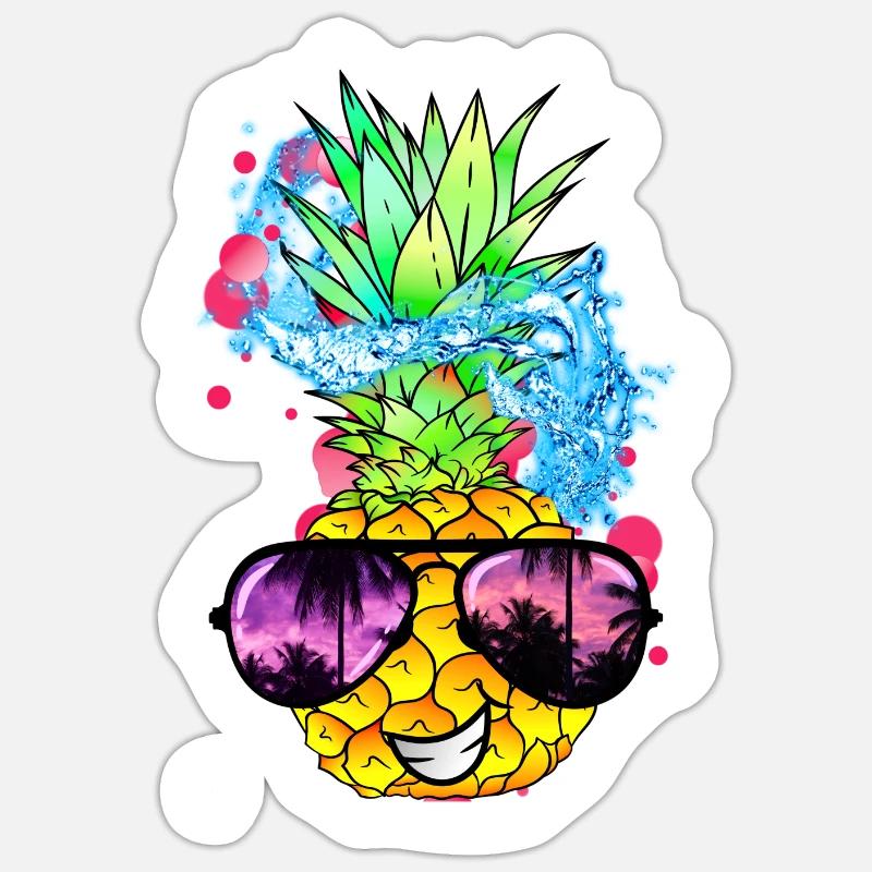 tangy pineapple fruit with face - Sticker size S (10 x 10 cm) - white matte