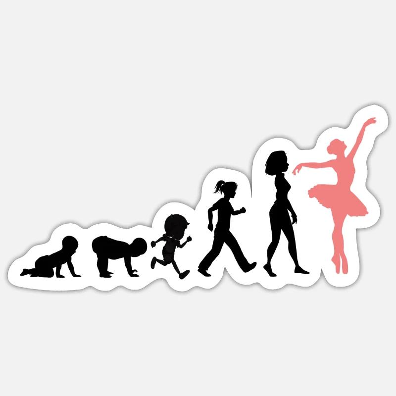 Danse Classique Evolution Idée Cadeau Danseuses - Sticker taille S (10 x 10 cm) - blanc mat
