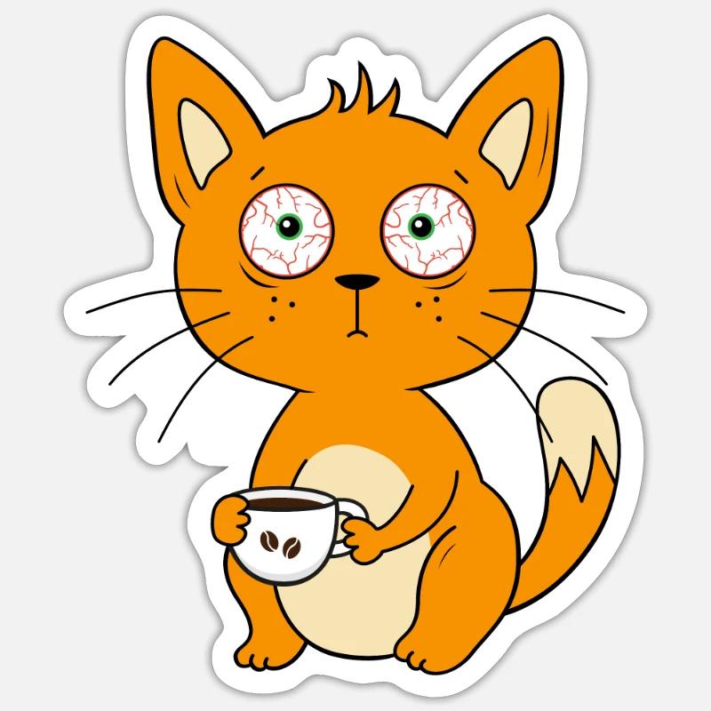 Coffee Caffeine Coffee Drinker Early Riser Cat Sticker size S (10 x 10 cm)