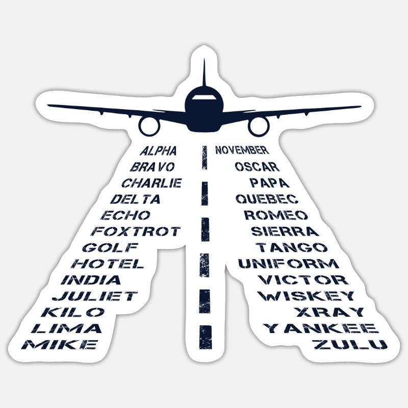 Landebahn Phonetisches Alphabet Luftfahrt Flugzeug Pilot Sticker Größe S (10 x 10 cm)