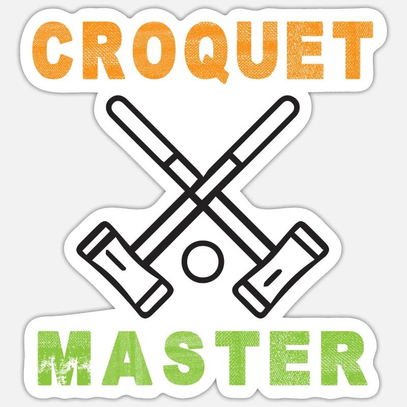 Croquet Crocket Krocket Holzhammer Schläger - Sticker Größe S (10 x 10 cm) - Mattweiß