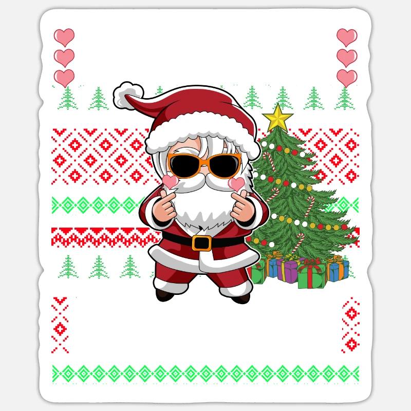 Pull de Noël laid design K-Pop Père Noël Sticker taille S (10 x 10 cm)