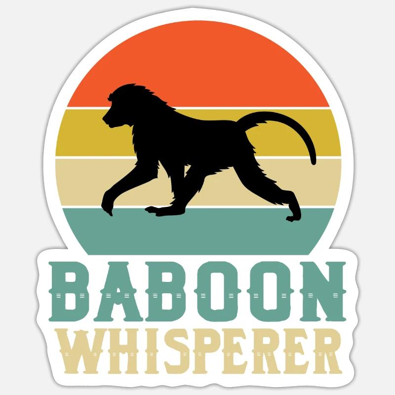 Baboon Whisperer Monkey Gift - Sticker size S (10 x 10 cm) - white matte