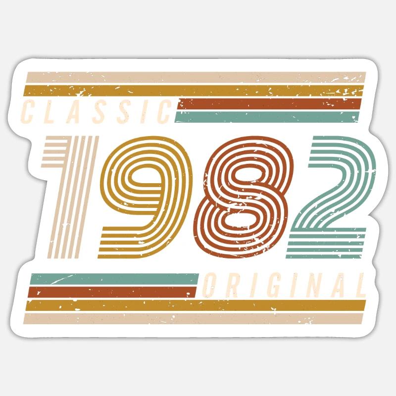 1982 Anniversaire - Sticker taille S (10 x 10 cm) - blanc mat