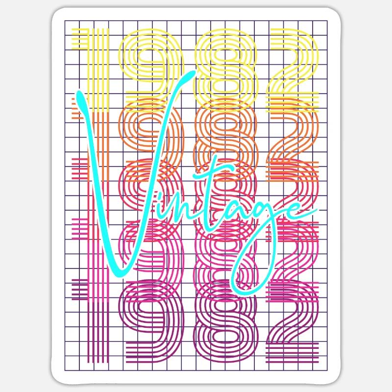 1982 Geburtstag - Sticker Größe S (10 x 10 cm) - Mattweiß