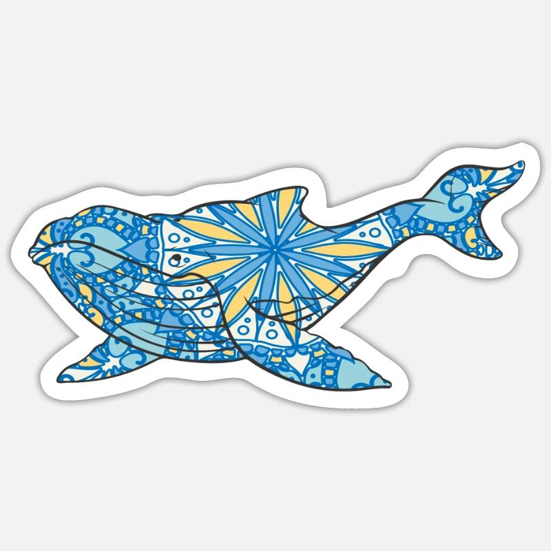 Mandala Whale Geometric Pattern Art Sticker size S (10 x 10 cm)