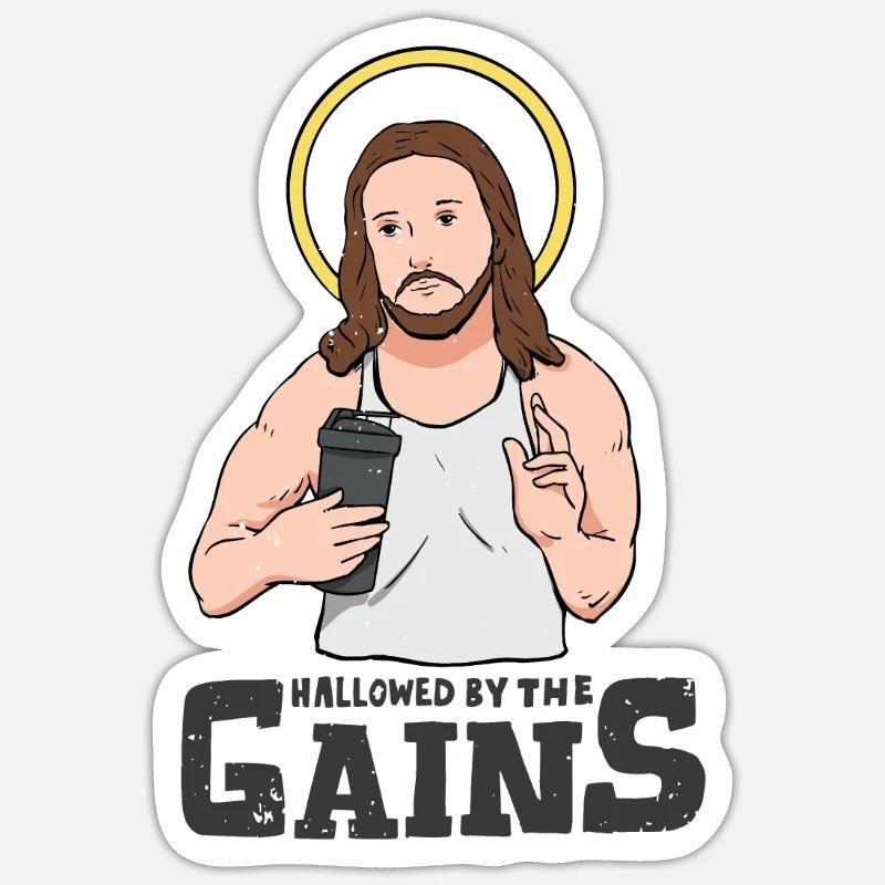 Jesus Training Athletes - Sticker size S (10 x 10 cm) - white matte