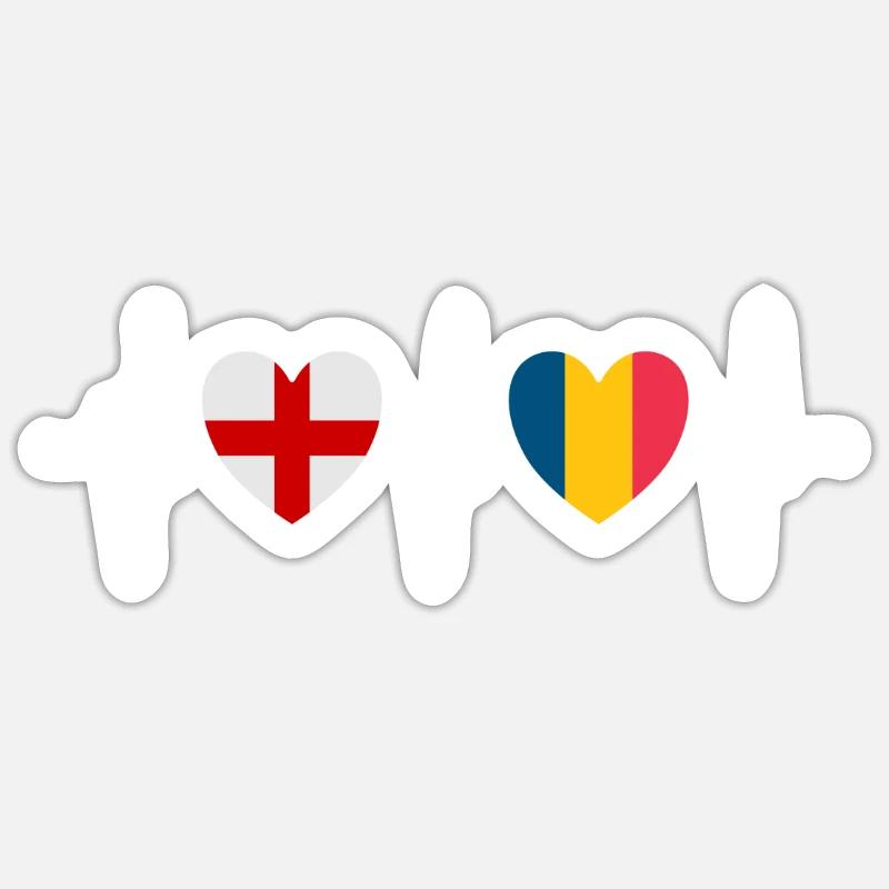 Drapeaux de l’Angleterre et de la Roumanie drapeaux roumains Sticker taille S (10 x 10 cm)