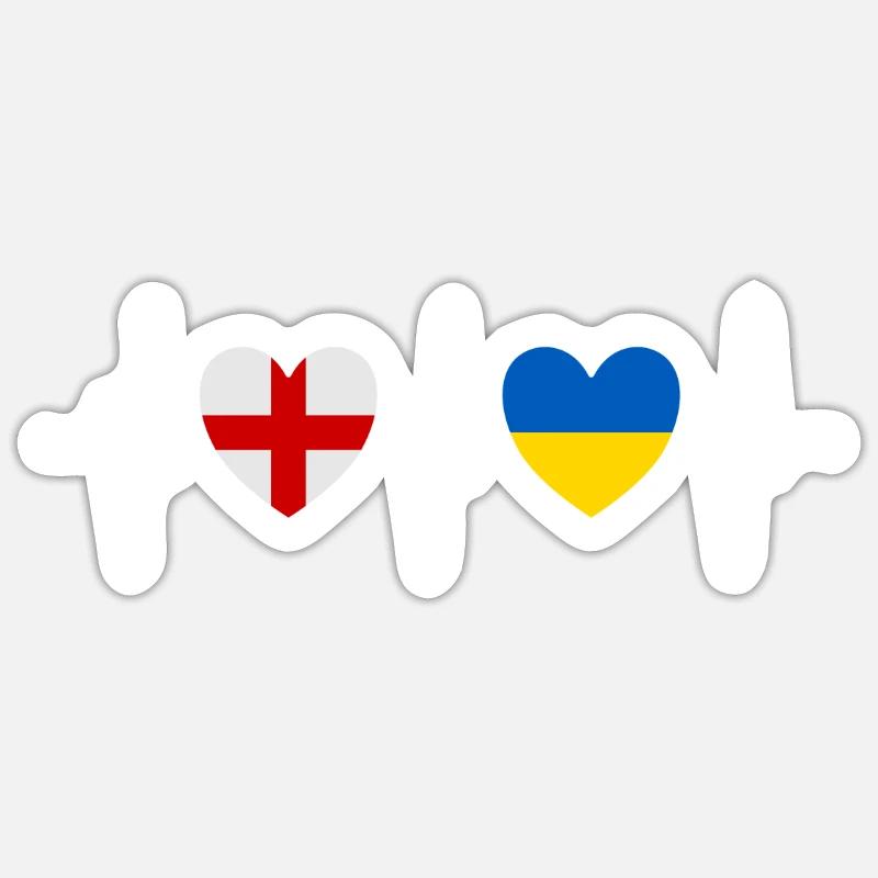 Drapeaux ukrainiens de l’Angleterre et de l’Ukraine - Sticker taille S (10 x 10 cm) - blanc mat