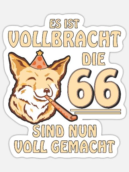 66 GEBURTSTAG - Sticker Größe S (10 x 10 cm) - Mattweiß