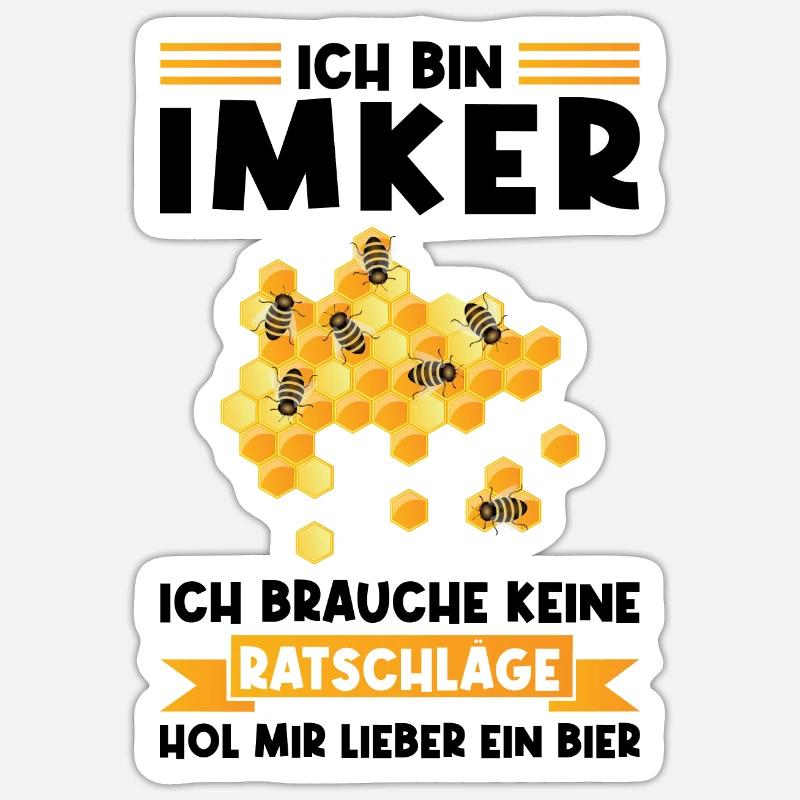 Imker Bier Imkern Geschenk - Sticker Größe S (10 x 10 cm) - Mattweiß