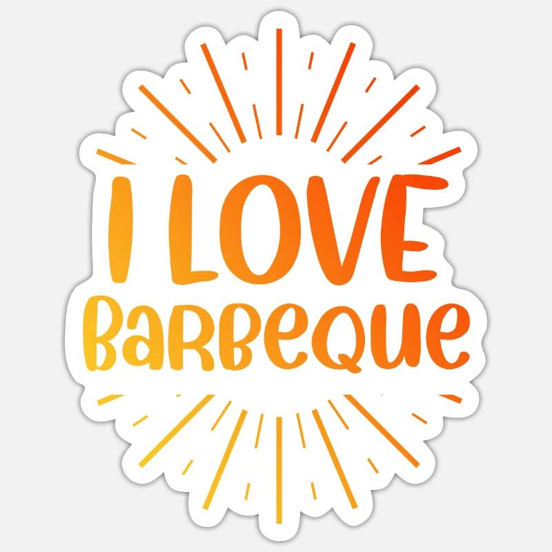 J’adore le barbecue - Sticker taille S (10 x 10 cm) - blanc mat