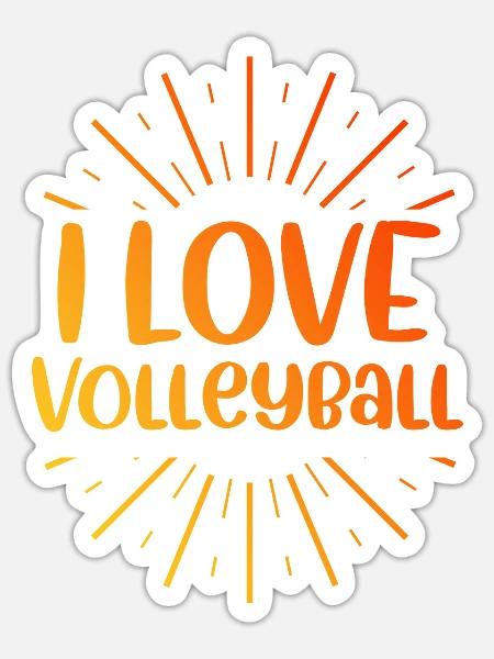 Ich liebe Volleyball - Sticker Größe S (10 x 10 cm) - Mattweiß