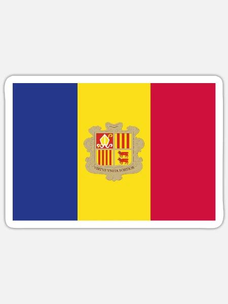 Official Andorra Flag Andorran Country Pride - Sticker size S (10 x 10 cm) - white matte