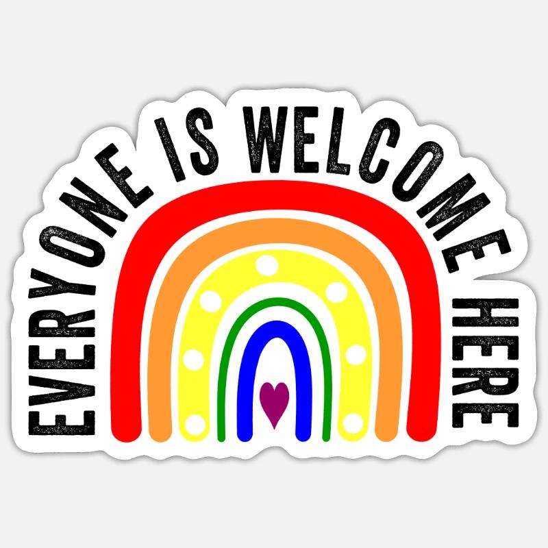 UNITY DAY Everyone is Welcome Here Boho Rainbow Sticker size S (10 x 10 cm)