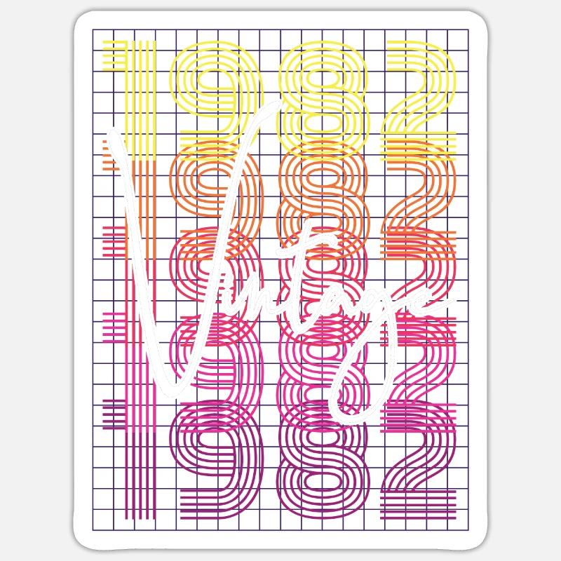 1982 Anniversaire - Sticker taille S (10 x 10 cm) - blanc mat