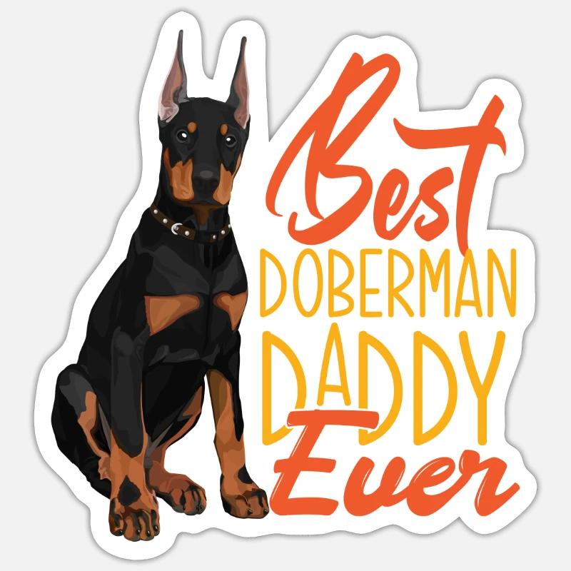 Bester Dobermann Vater Papa - Sticker Größe S (10 x 10 cm) - Mattweiß