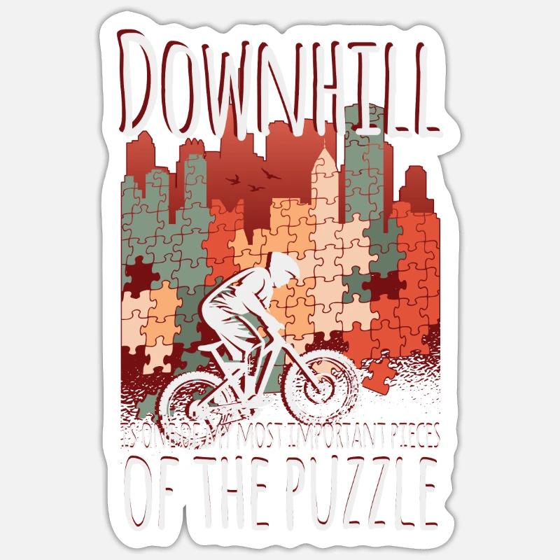 Downhill, das Puzzlestück - Sticker Größe S (10 x 10 cm) - Mattweiß