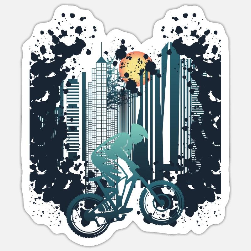 Skyline Descente - Sticker taille S (10 x 10 cm) - blanc mat