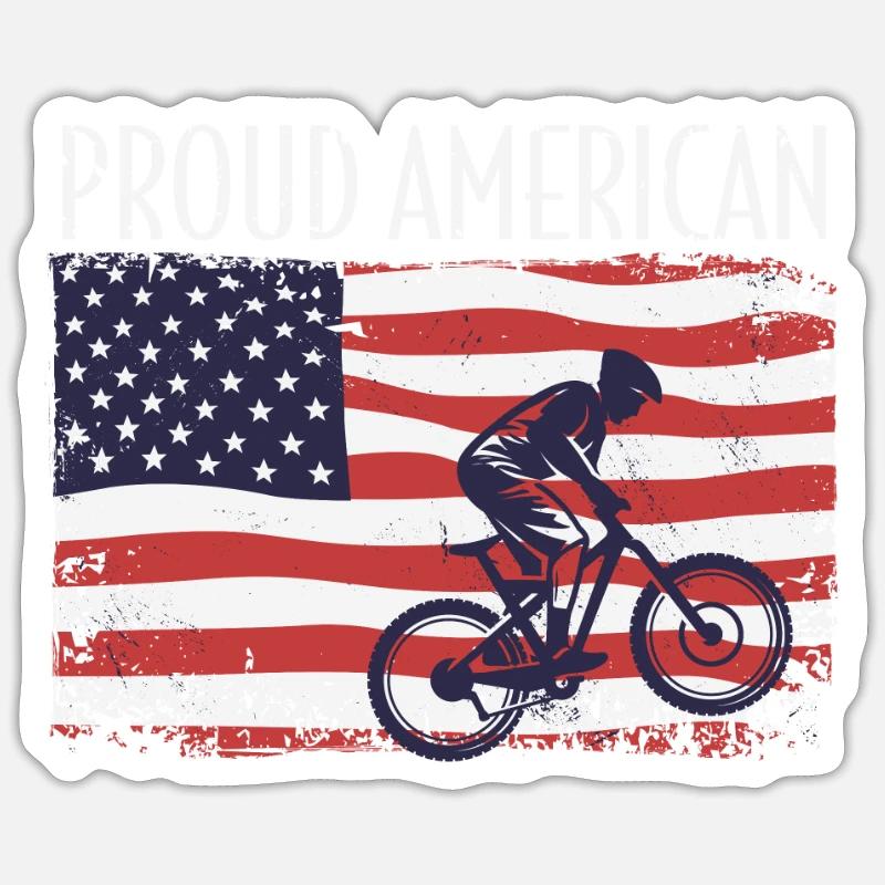 Drapeau américain Descente - Sticker taille S (10 x 10 cm) - blanc mat
