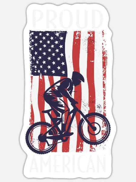 Amerikanische Fahne Downhill - Sticker Größe S (10 x 10 cm) - Mattweiß