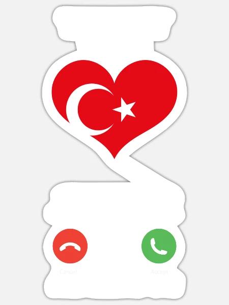 Türkei is calling Türkei Herz Souvenir - Sticker Größe S (10 x 10 cm) - Mattweiß