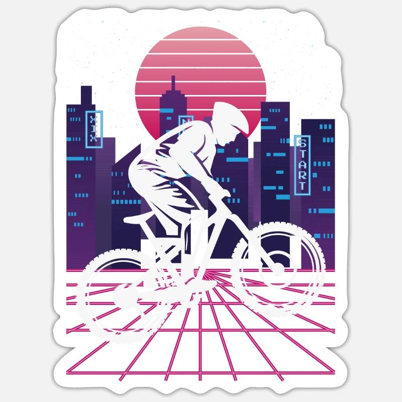 Vaporwave Synthwave Skyline Downhill Sticker Größe S (10 x 10 cm)