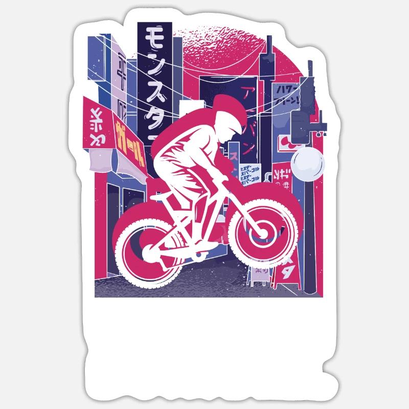 Vaporwave Synthwave Skyline Downhill Sticker Größe S (10 x 10 cm)