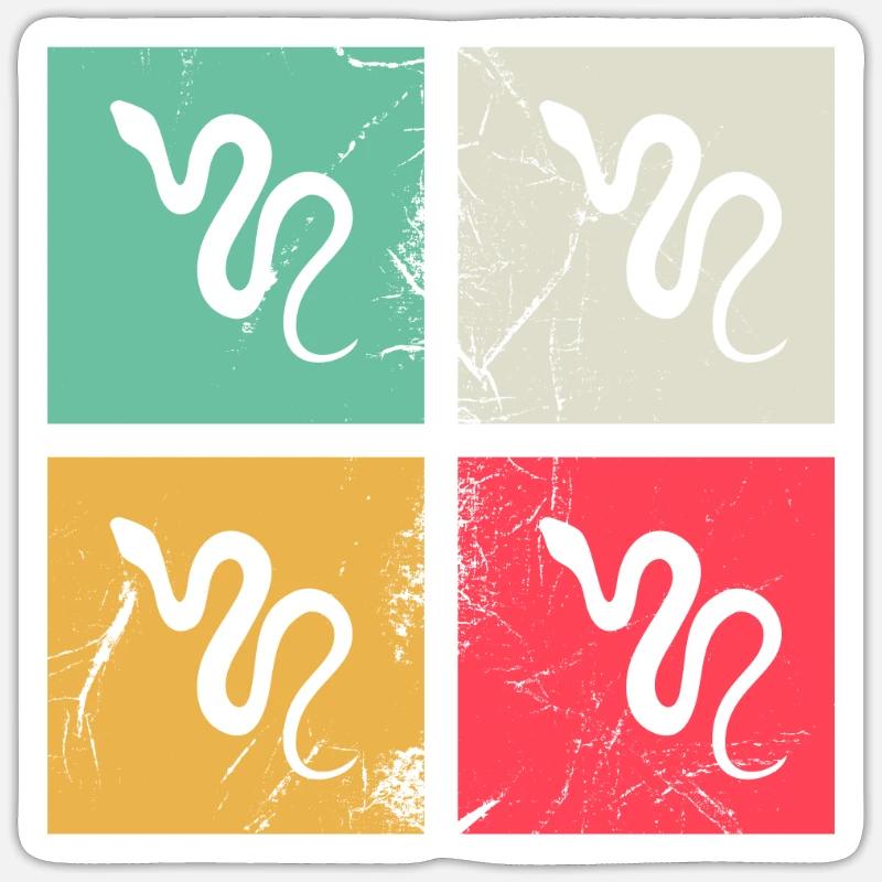 Snake Retro Reptile Python Idée cadeau Sticker taille S (10 x 10 cm)