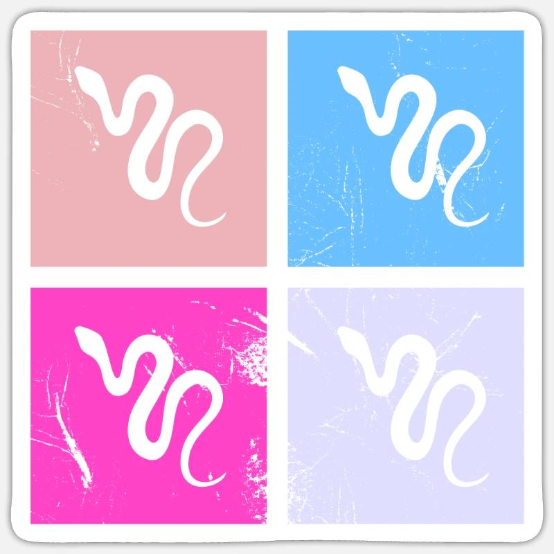 Snake Retro Reptile Python Idée cadeau Sticker taille S (10 x 10 cm)